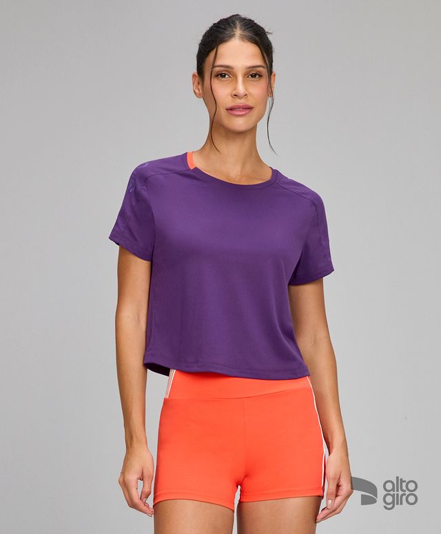 T-shirt Cropped Comfy Roxo Royale Alto Giro