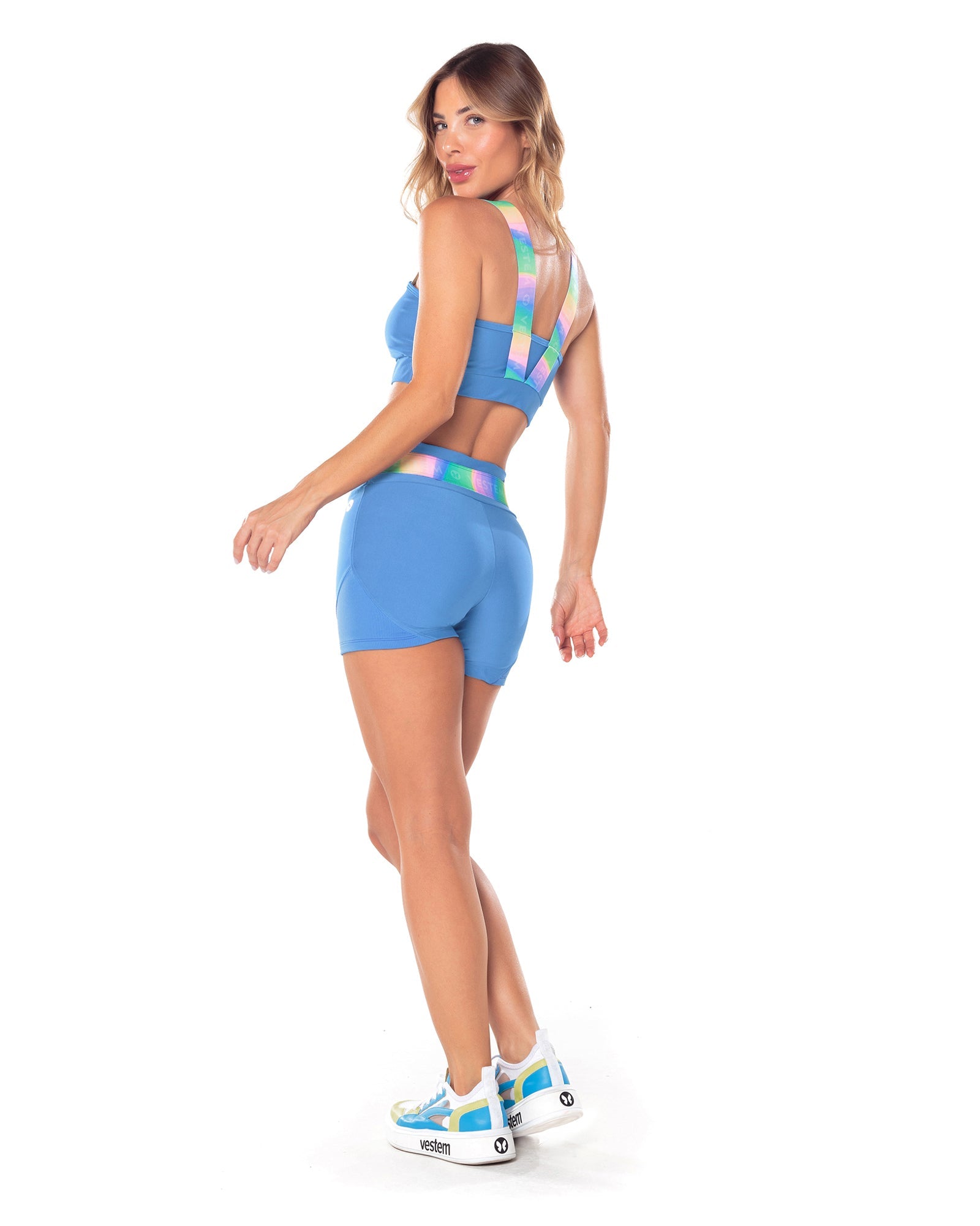 Shorts Cos Elastico Daisy Azul Vestem