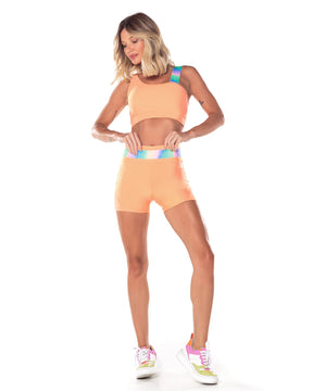 Shorts Cos Elastico Daisy Laranja Vestem