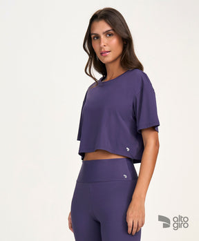 T-shirt Cropped Eterna Roxo Velvet Alto Giro