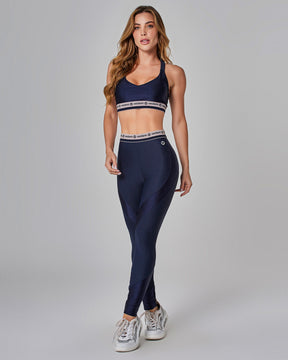 Legging Fusô Cós Elástico Bounce Azul Marinho Vestem