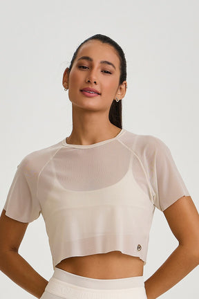 Cropped De Tule Off White Caju Brasil