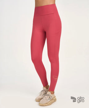 Legging Recortes Vermelho Romã Alto Giro