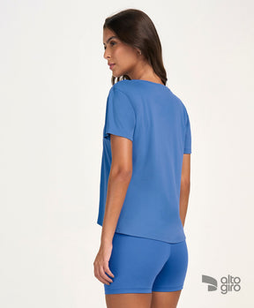 T-shirt Eterna Gola Redonda Azul Otimista Alto Giro