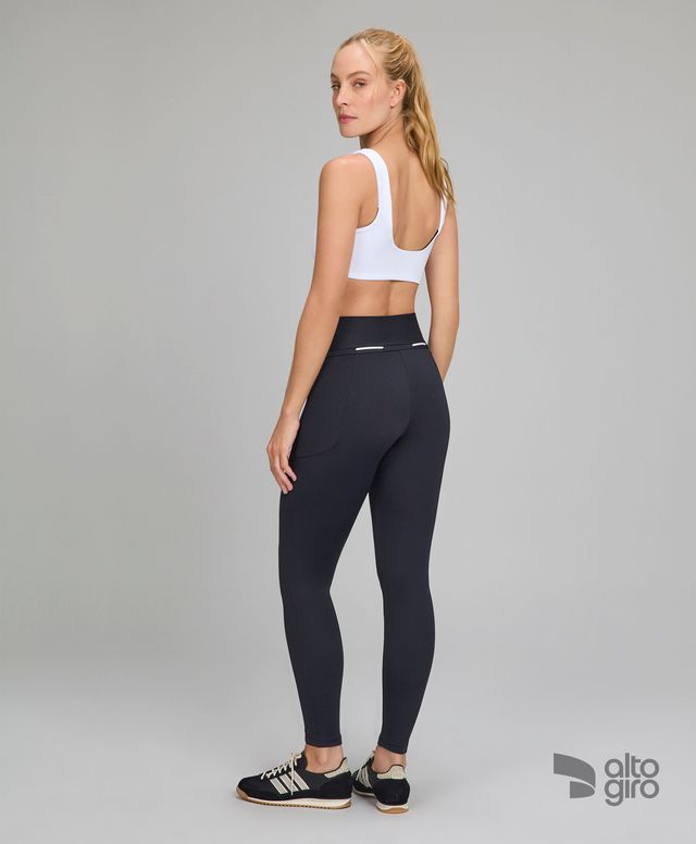 Legging Com Bolsos e Cordão Preto Alto Giro