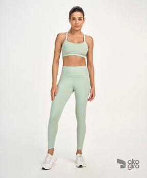 Legging Elástico Personalizado Verde Gelo Alto Giro