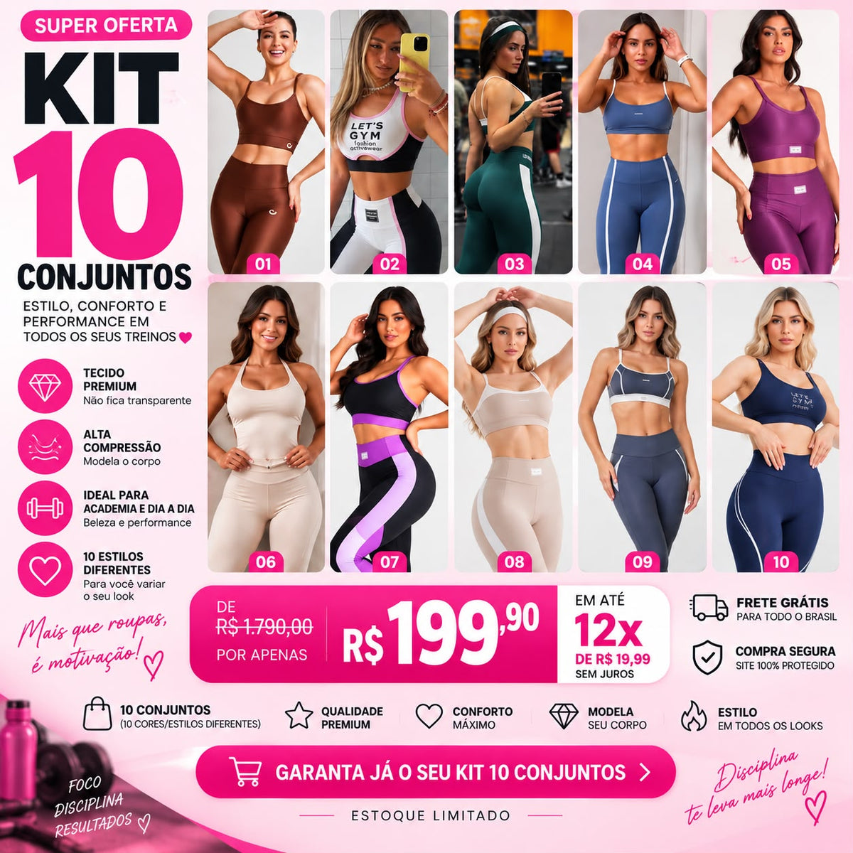 ( Upsell ) PROMO KIT + 10 CONJUNTO TOP LEGGING
