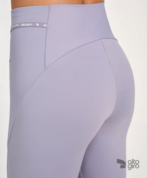 Legging Bolsos Laterais Com Lapela Cinza Alto Giro