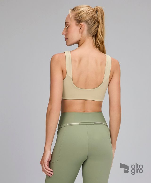 Top Dupla Face Bicolor Verde Alecrim Alto Giro