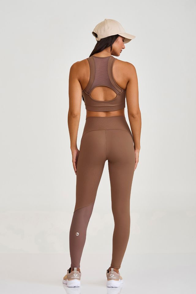 Legging Com Tule Marrom Castanho Caju Brasil