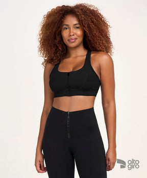 Top Sport Com Ziper Preto Alto Giro