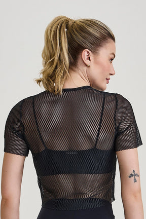 Cropped De Tela Com Aplicação Preto Caju Brasil
