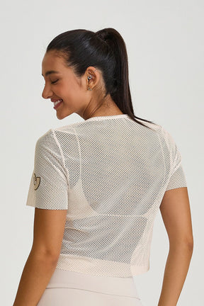 Cropped De Tela Com Aplicação Off White Caju Brasil