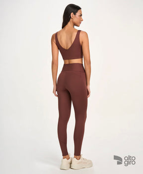 Legging Zig Com Recortes Marrom Cappuccino Alto Giro