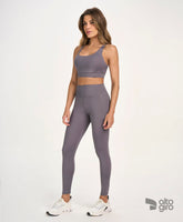 Legging Recortes Cinza Alto Giro