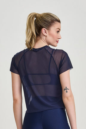 Blusa De Tule Azul Marinho Caju Brasil