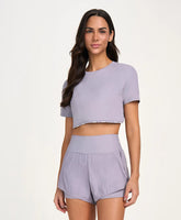 T-shirt Cropped Elastico Cinza Alto Giro