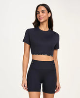 T-shirt Cropped Elastico Preto Alto Giro