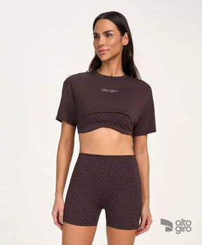 T-shirt Super Cropped Marrom Intenso Alto Giro