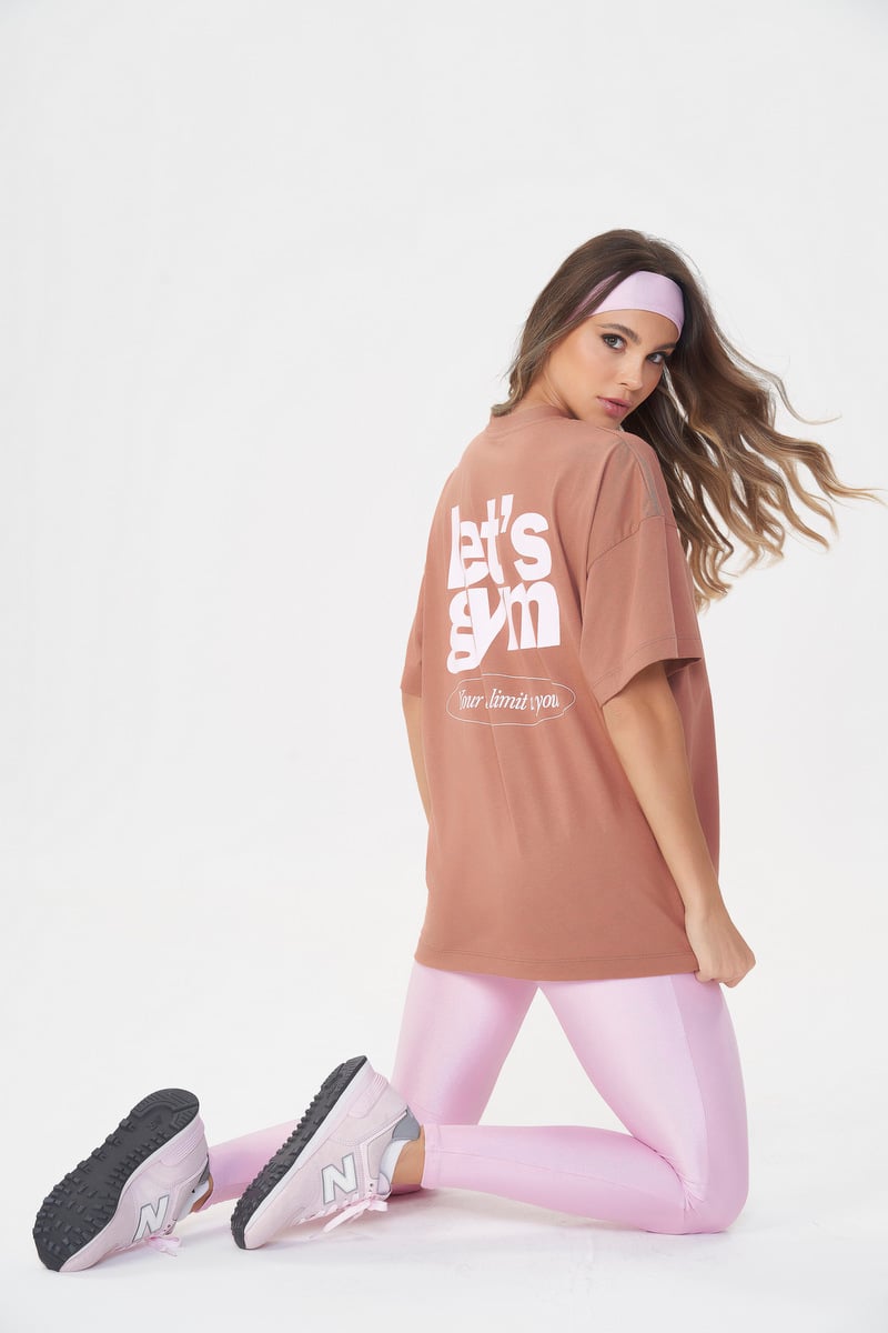 Camiseta Oversized Only Limit Marrom Lets Gym