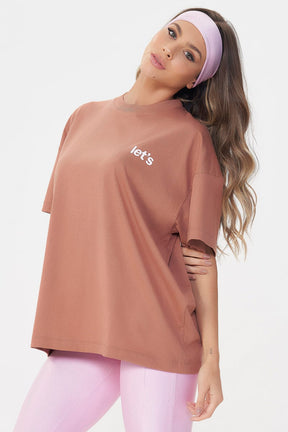 Camiseta Oversized Only Limit Marrom Lets Gym