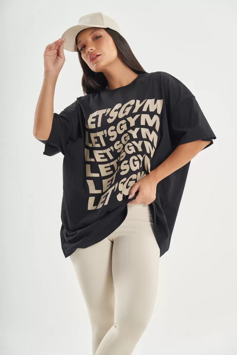 Camiseta Oversized Presence Preto Lets Gym