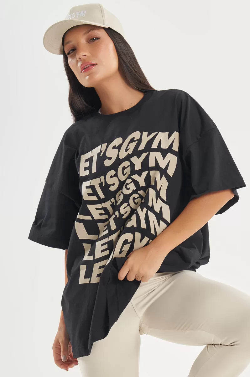 Camiseta Oversized Presence Preto Lets Gym