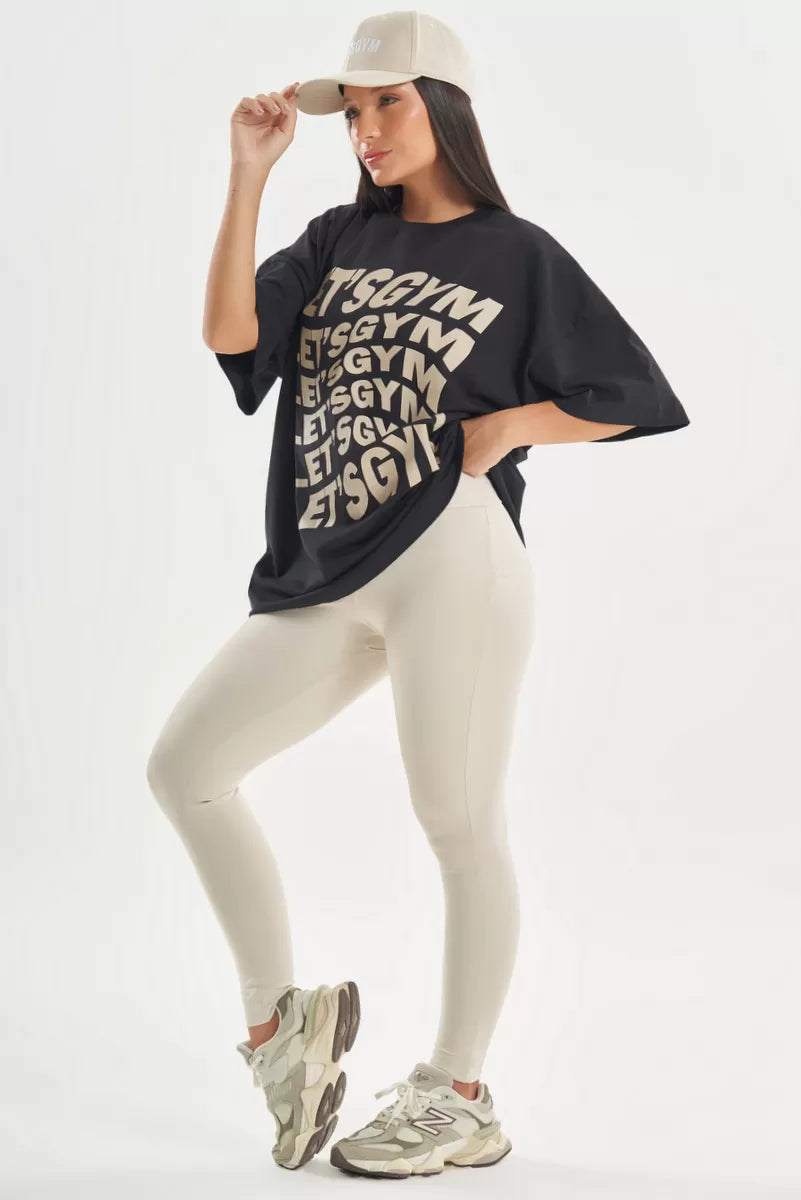 Camiseta Oversized Presence Preto Lets Gym
