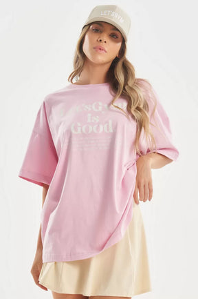 Camiseta Oversized Minimal Glow Rosa Claro Lets Gym