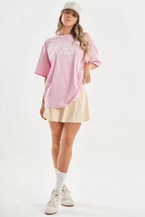 Camiseta Oversized Minimal Glow Rosa Claro Lets Gym