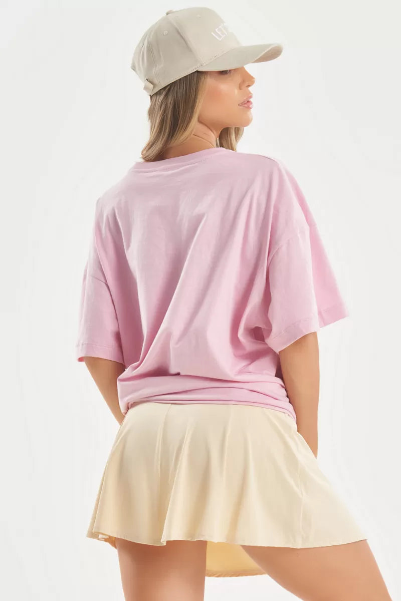 Camiseta Oversized Minimal Glow Rosa Claro Lets Gym