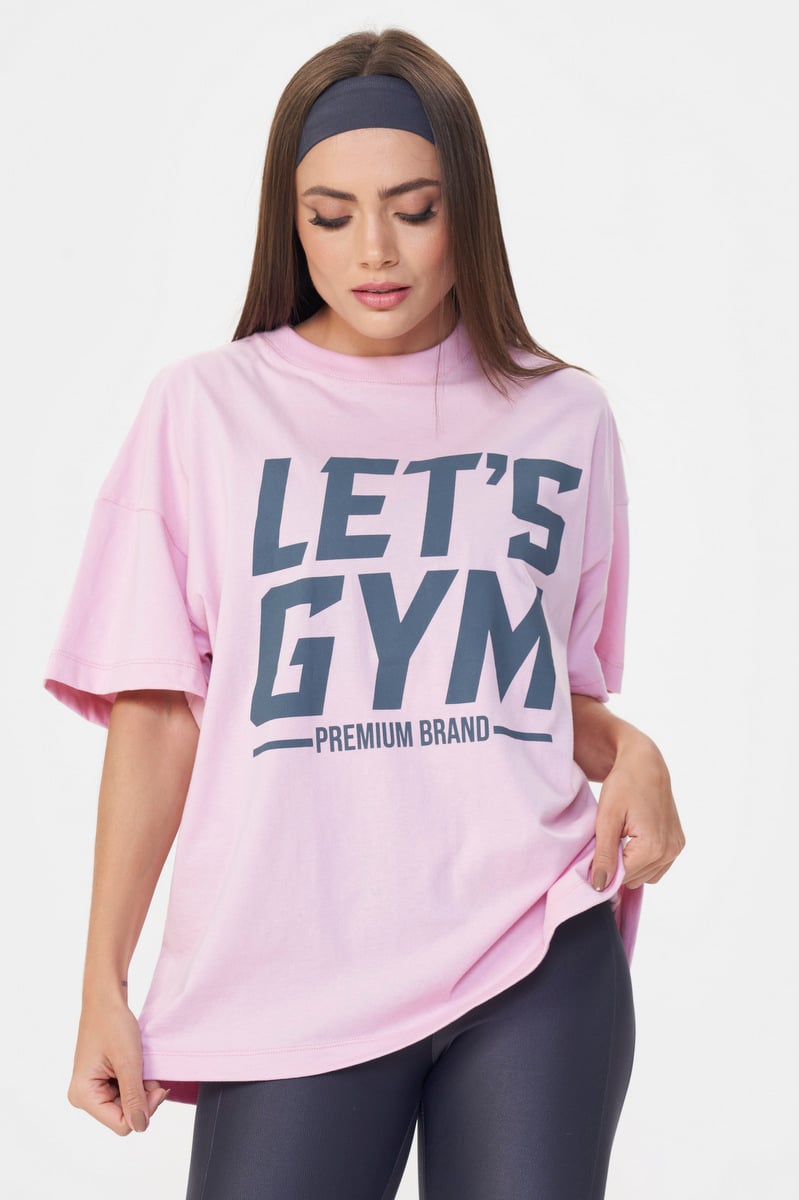 Camiseta Oversized Rosa Claro Lets Gym