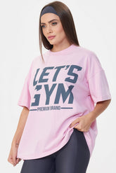 Camiseta Oversized Rosa Claro Lets Gym