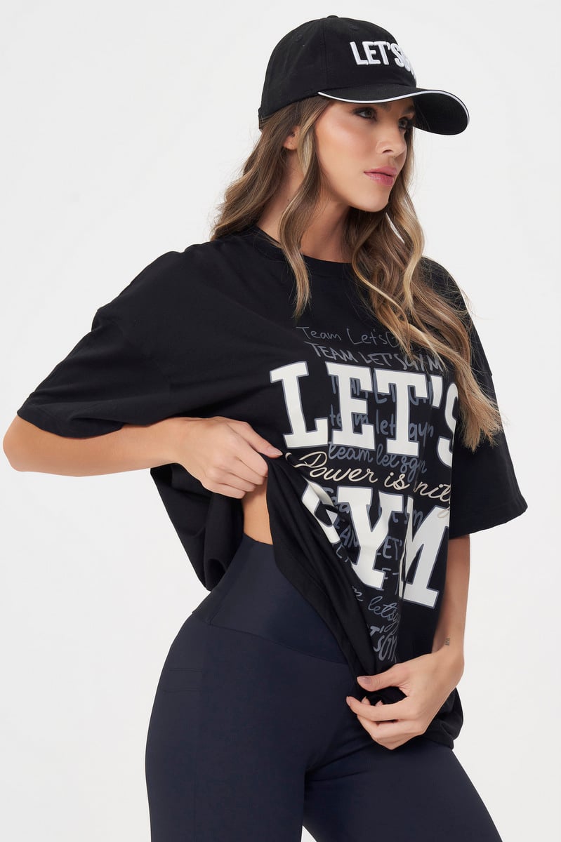 Camiseta Oversized Power Preto Lets Gym