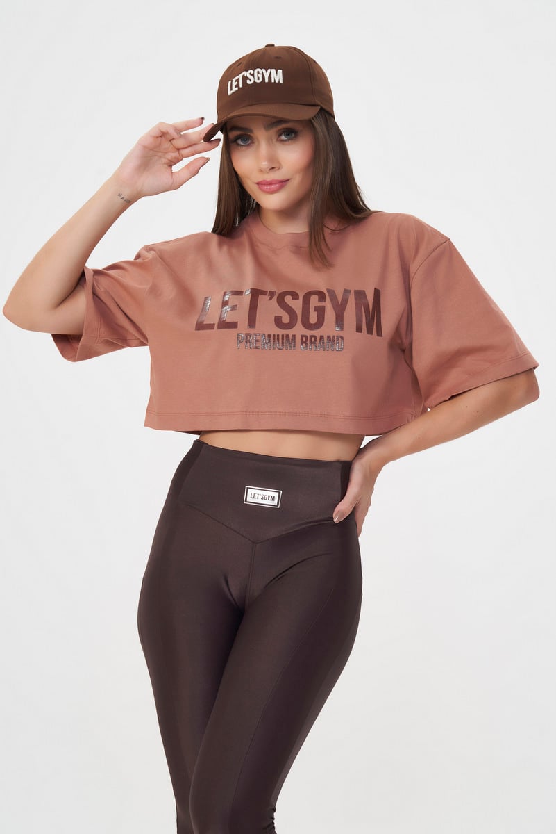 Cropped Brand Up Marrom Lets Gym