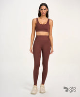 Legging Zig Com Recortes Marrom Cappuccino Alto Giro