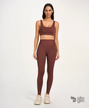Legging Zig Com Recortes Marrom Cappuccino Alto Giro
