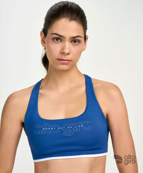 Top Sport Way Of Life Com Bolso Azul Vintage Alto Giro
