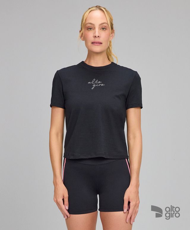 T-shirt Malha Pima Preto Alto Giro