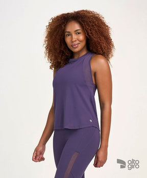 Regata Alongada Recortes Tule Roxo Velvet Alto Giro