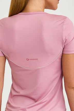 Blusa Blocksun Dry Etiqueta Costas Rosa Quartzo Caju Brasil