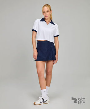 T-shirt Cropped Piquet Branco Alto Giro