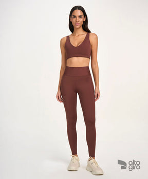 Legging Zig Com Recortes Marrom Cappuccino Alto Giro