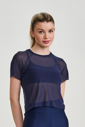 Blusa De Tule Azul Marinho Caju Brasil