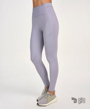 Legging Bolsos Laterais Com Lapela Cinza Alto Giro