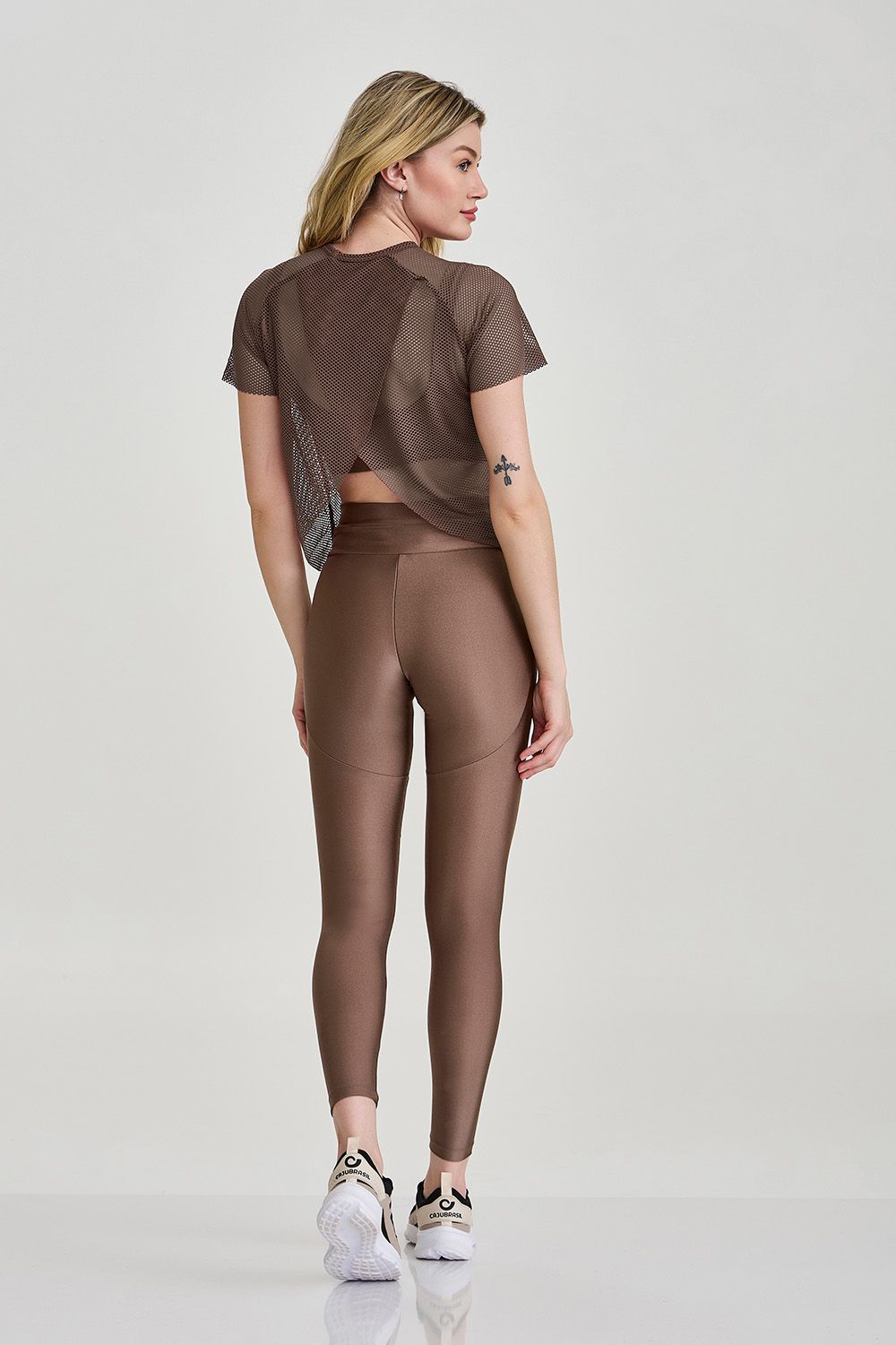 Blusa De Tela Costas Transpassadas Marrom Caju Brasil