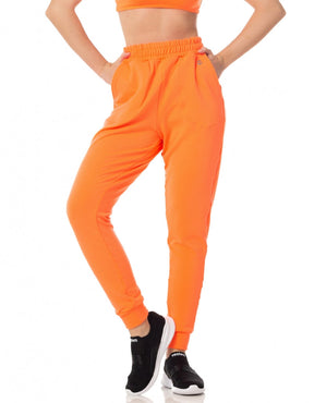 Conjunto Blusa Com Capuz e Calça Jogger Laranja Neon Vestem