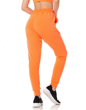 Conjunto Blusa Com Capuz e Calça Jogger Laranja Neon Vestem