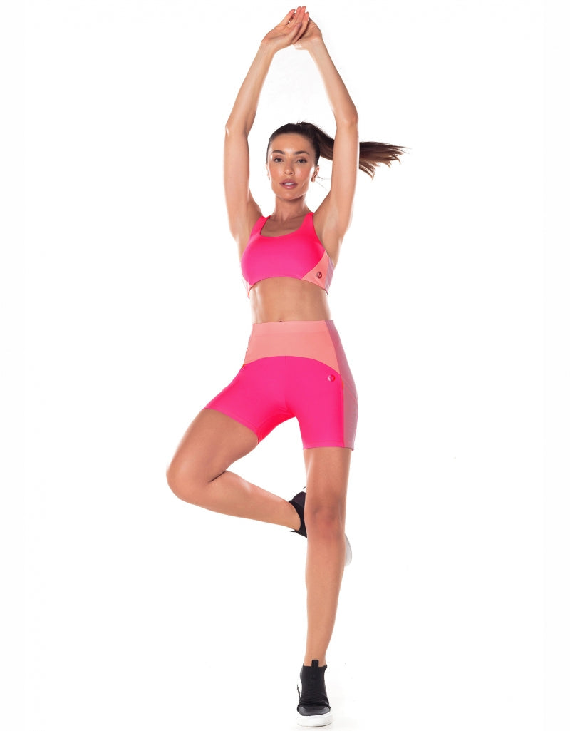 Shorts com Bolsos Laterais Waves Pink Neon Vestem