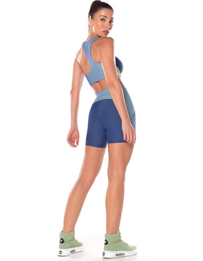 Shorts com Bolsos Laterais Waves Azul Jeans Vestem